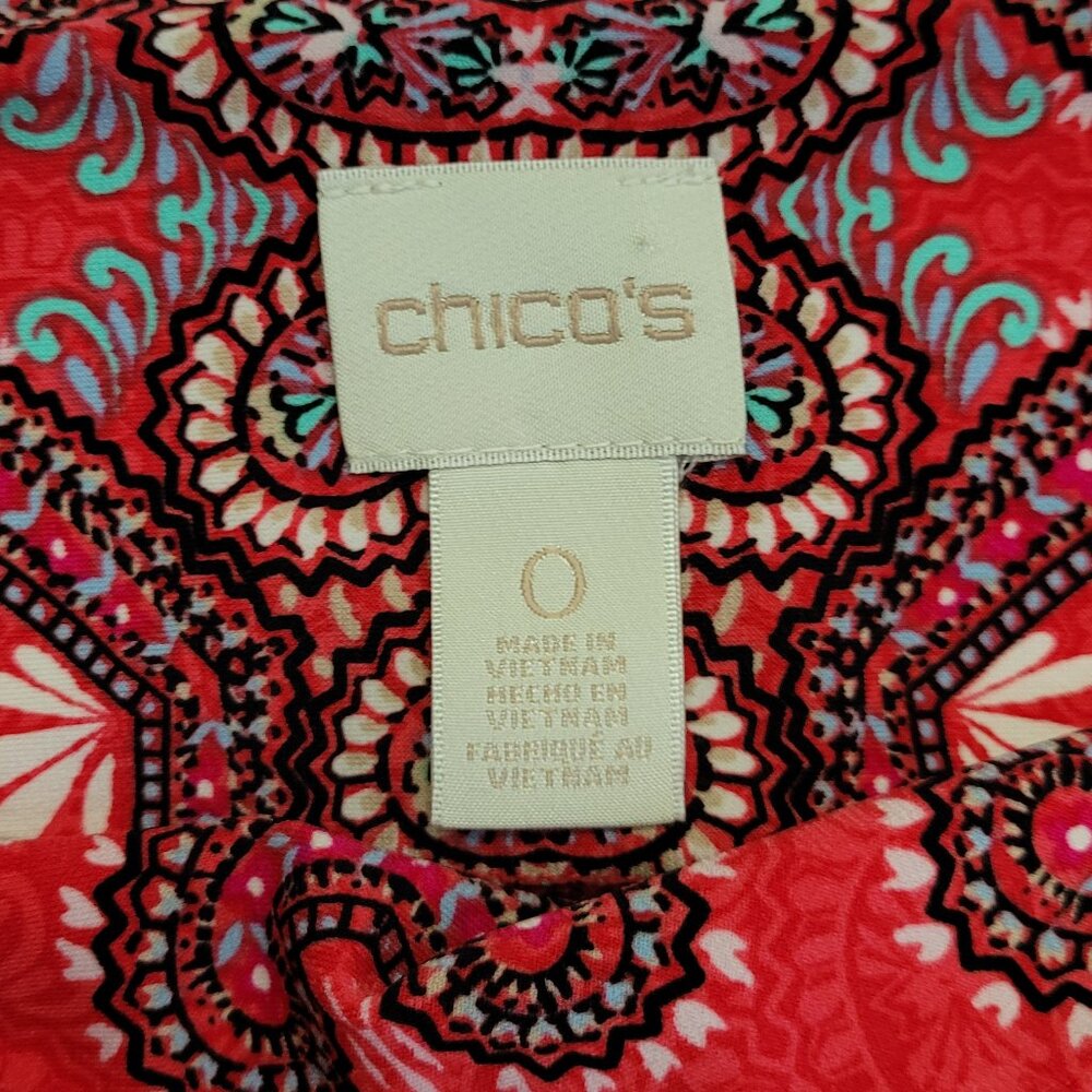 Chico's Paisley Medallion Print 3/4 Sleeve Stretch Shift Dress Womens 4 Sz 0 - Picture 4 of 10